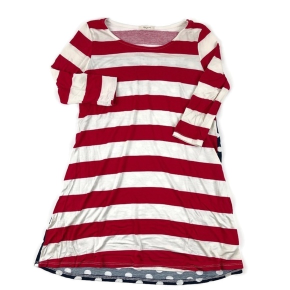 12PM By Mon Ami Womens Shirt Red White Striped - Picture 1 of 7
